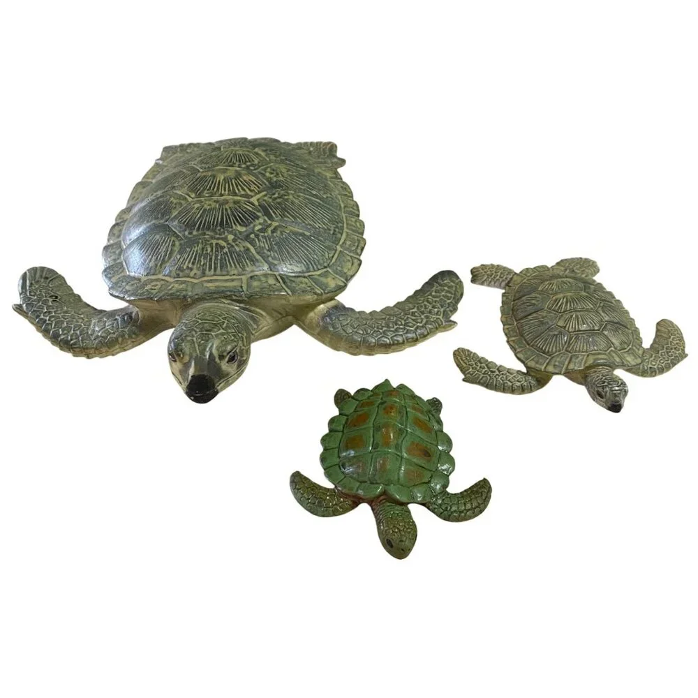 Vintage Sea Turtle Lot of 3 Figures Marine Animal Homeschool Science Display PVC